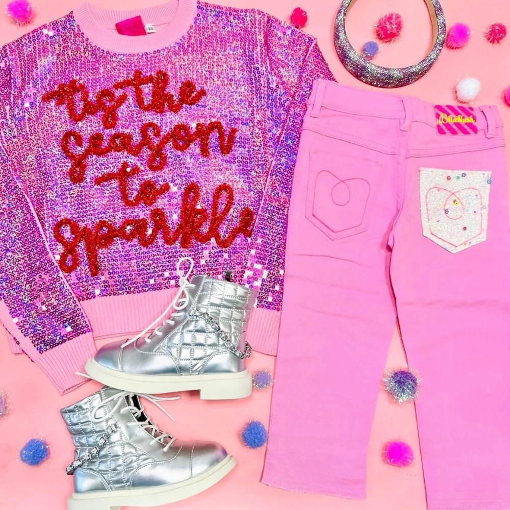 Tis The Season To Sparkle Sequin Pink/Red **as seen on Instagram - Picture 2 of 2